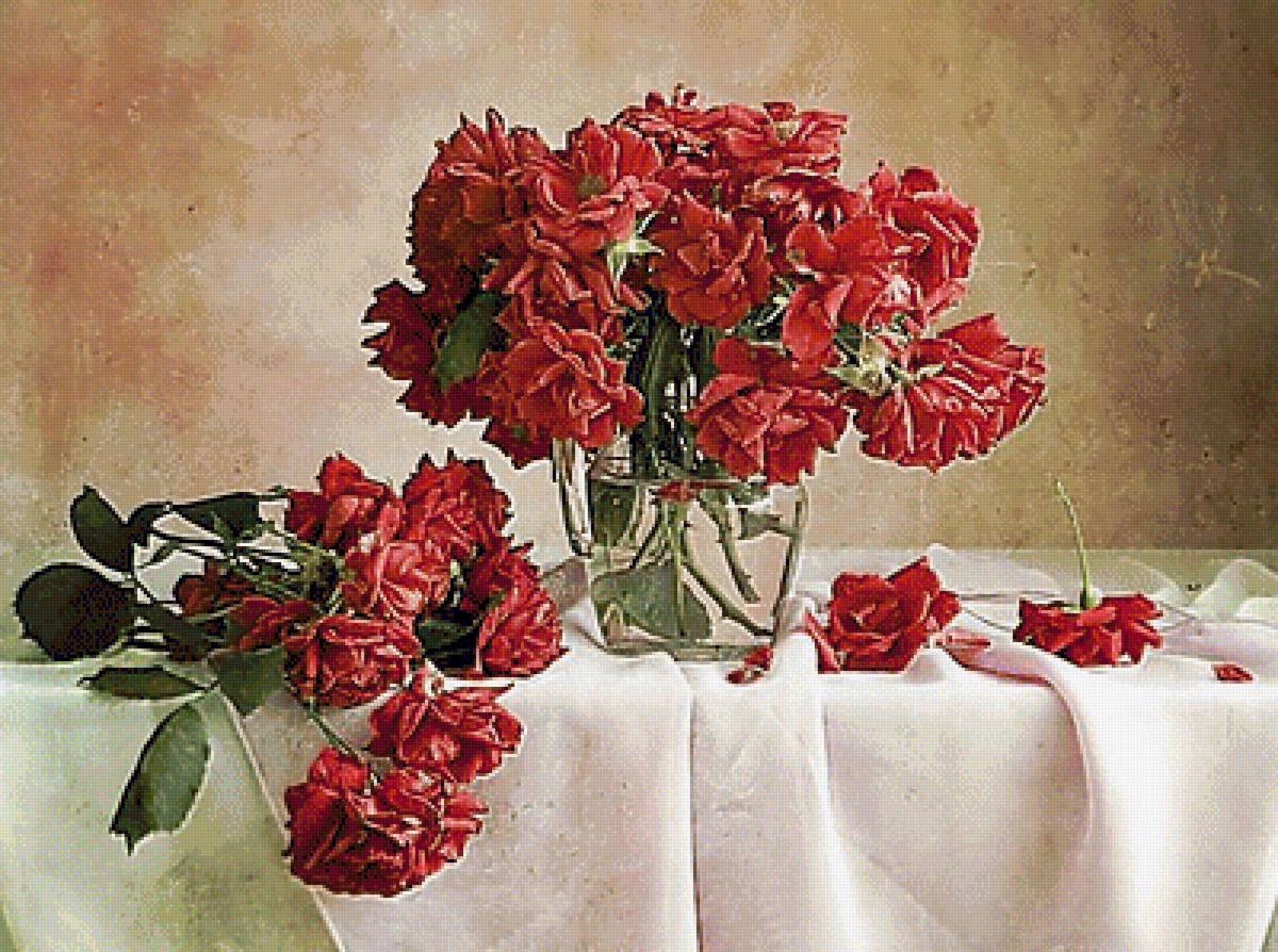 По картине худ. Дарь Никончук. Натюрморт с розами. - букет, живопись., натюрморт, розы - предпросмотр