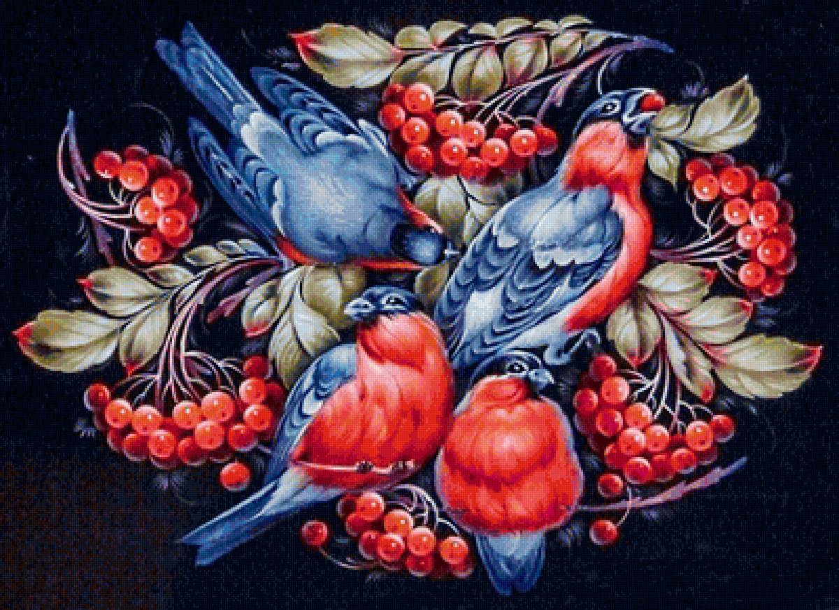 снегири - птицы, рябина, снегири, снегирь - предпросмотр