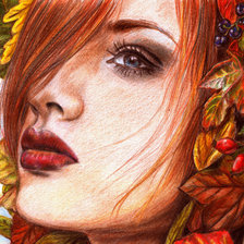 Схема вышивки «девушка осень»