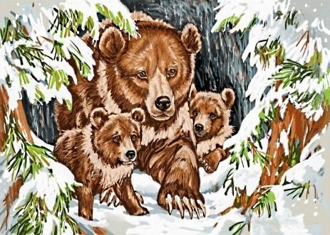 мать и дитя - медвежата, медвежонок, хищники, медведица, медведь, гризли, медведи - оригинал