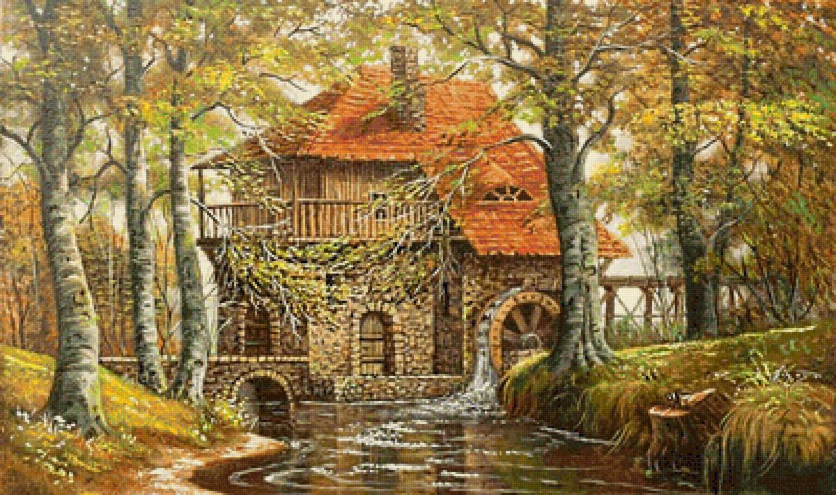 старая мельница - дом, пейзаж, лес, лето, мельница - предпросмотр