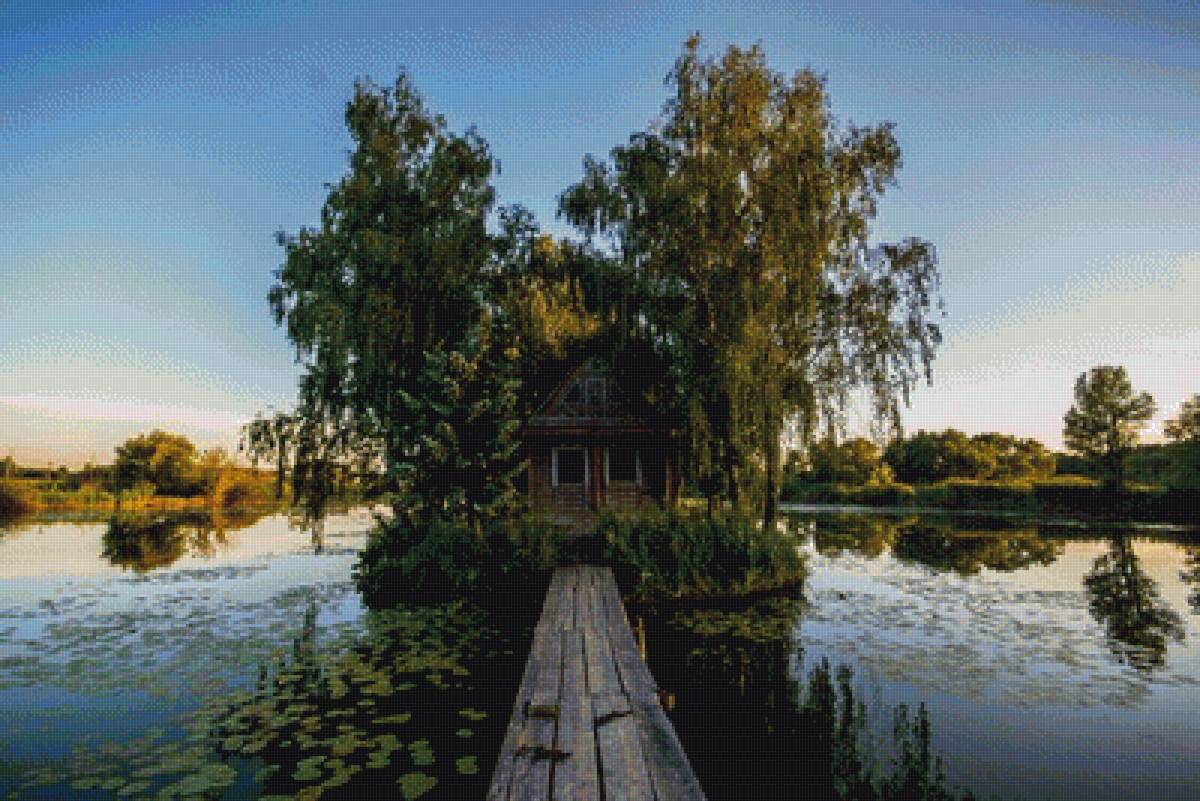 охотничий домик - река, отдых, лето, пейзаж, рассвет - предпросмотр