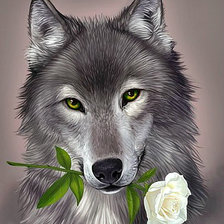 Оригинал схемы вышивки «Волк с цветком» (№1267579)