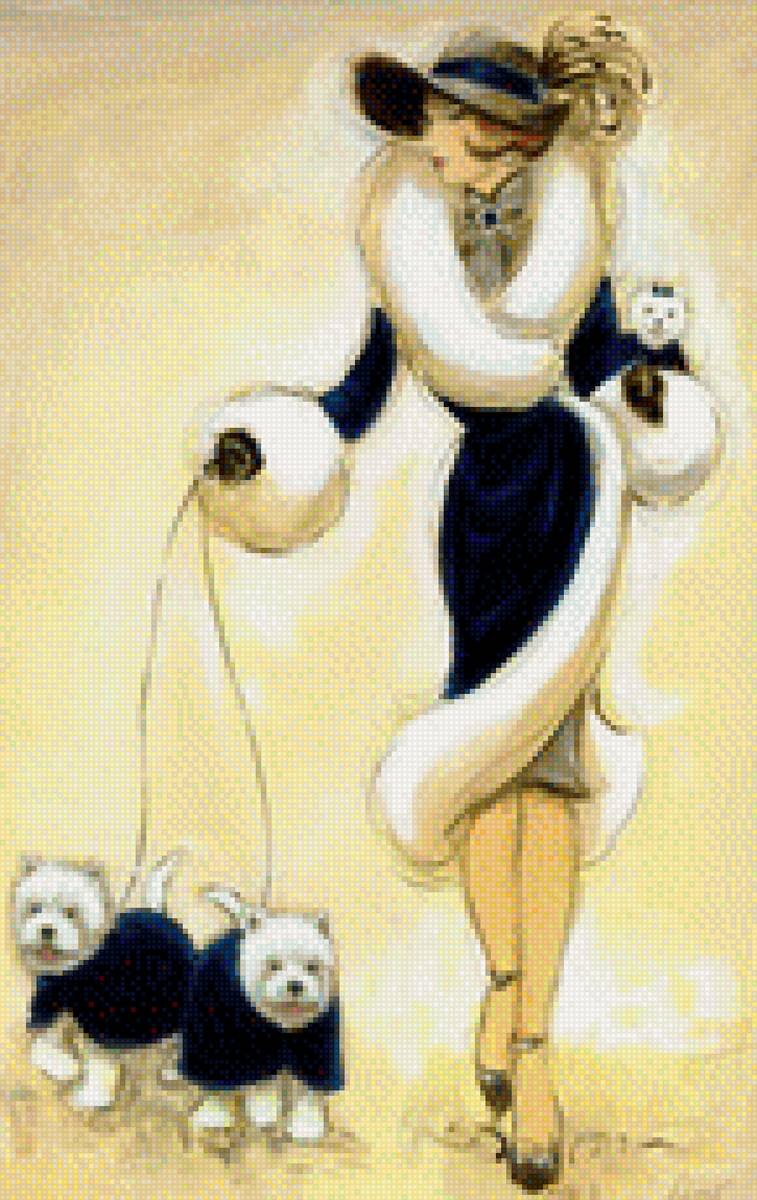 Карен Дюпре - дама, собачки, картины - предпросмотр