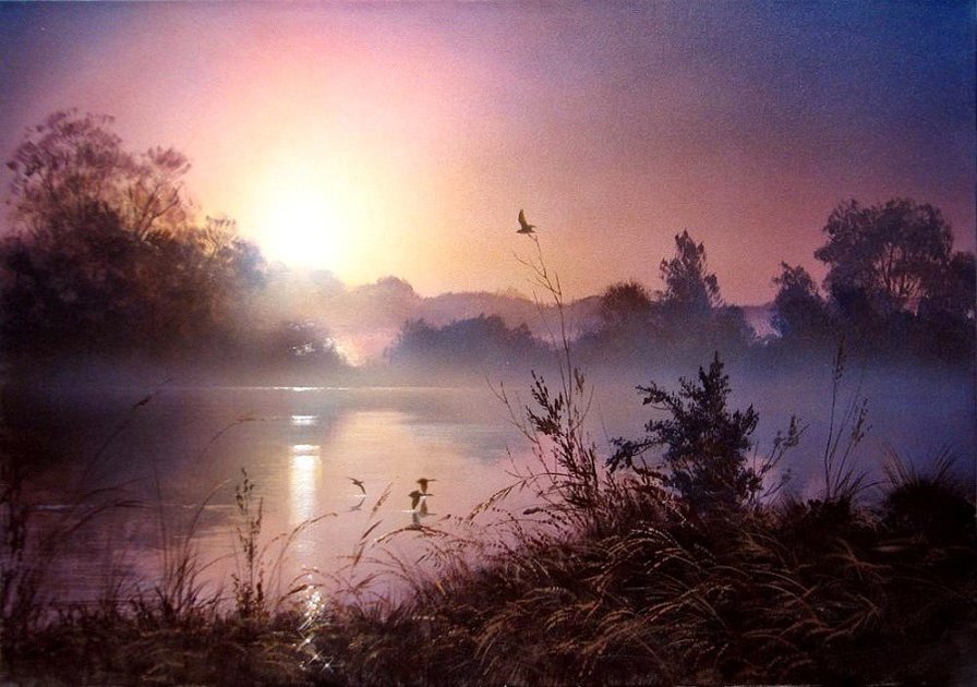 Закат - природа, вода - оригинал