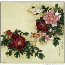 Оригинал схемы вышивки «Китайская живопись пион и птицы» (№1269293)