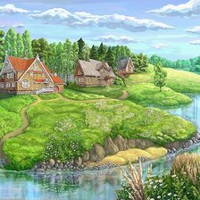 Оригинал схемы вышивки «лето в деревне 2» (№1269416)