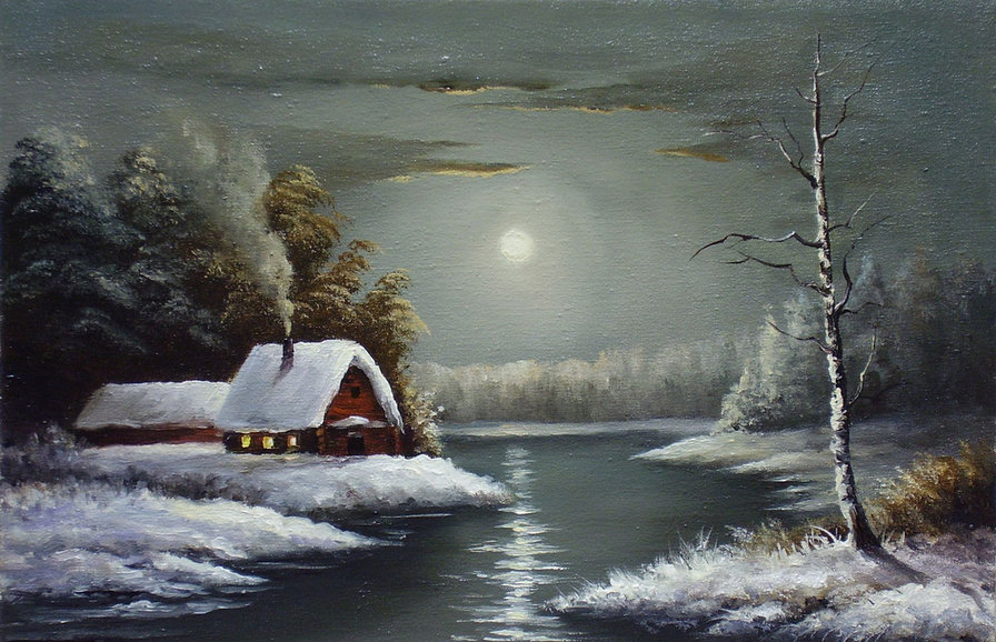 пейзаж - деревня, зима, пейзаж - оригинал