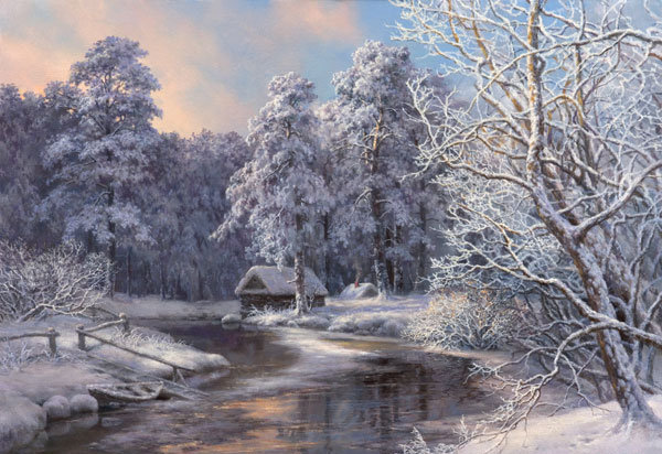 пейзаж - зима, река, пейзаж, природа - оригинал