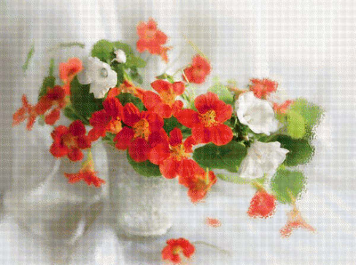 Натюрморт с настурциями - художники, цветы - предпросмотр