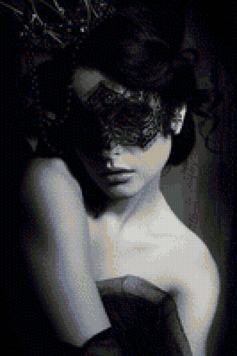 девушка в маске - девушка, монохром, маска - предпросмотр