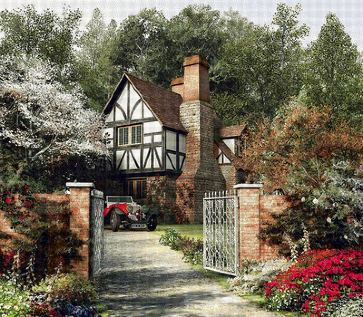 Серия "Милый дом" - загородный дом, лес, ретро машина - предпросмотр