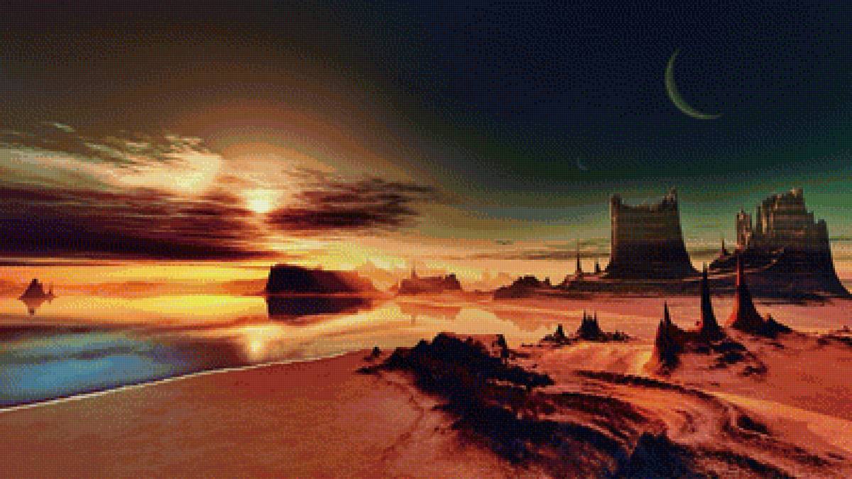 Далекая планета - фентези, планета, пейзаж - предпросмотр