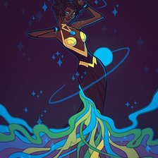 Схема вышивки «девушка с планетами»