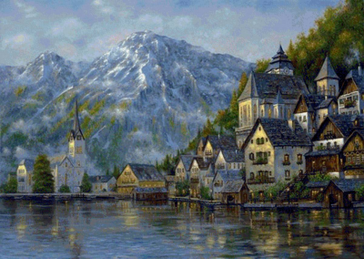 пейзаж - природа, река, пейзаж, швейцария - предпросмотр