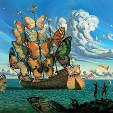 Схема вышивки «корабль с бабочками»