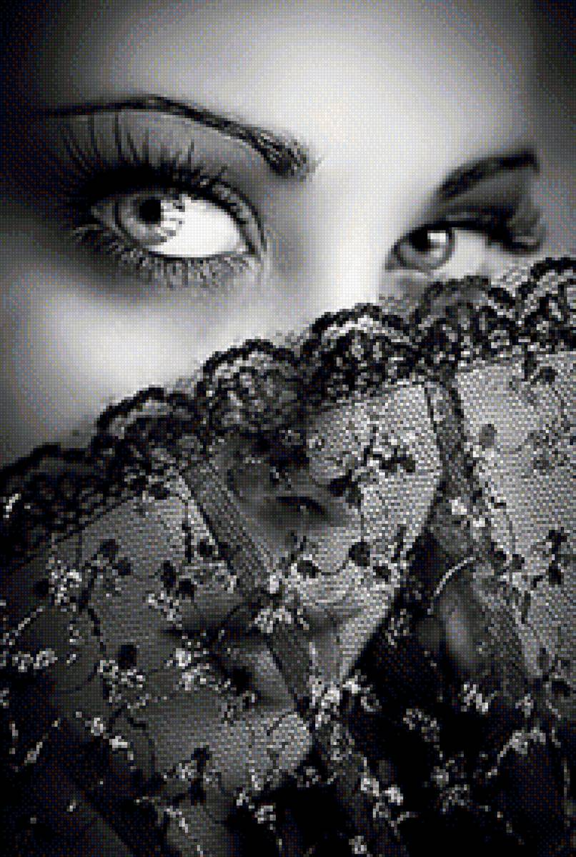 Взгляд - девушка, взгляд, веер - предпросмотр