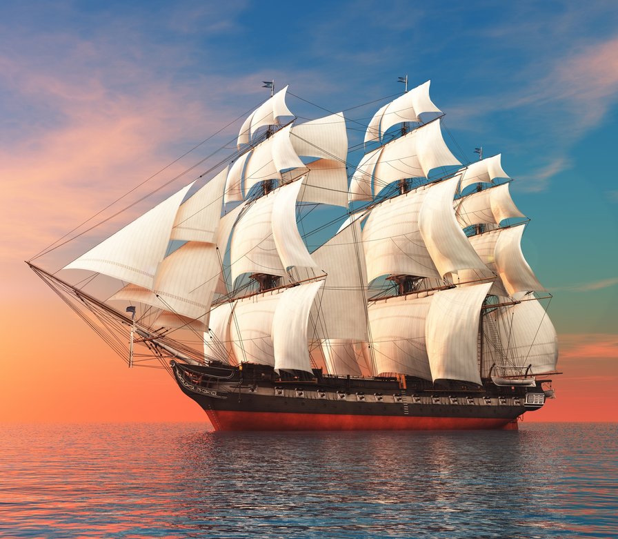 кораблик - парусник, корабль - оригинал