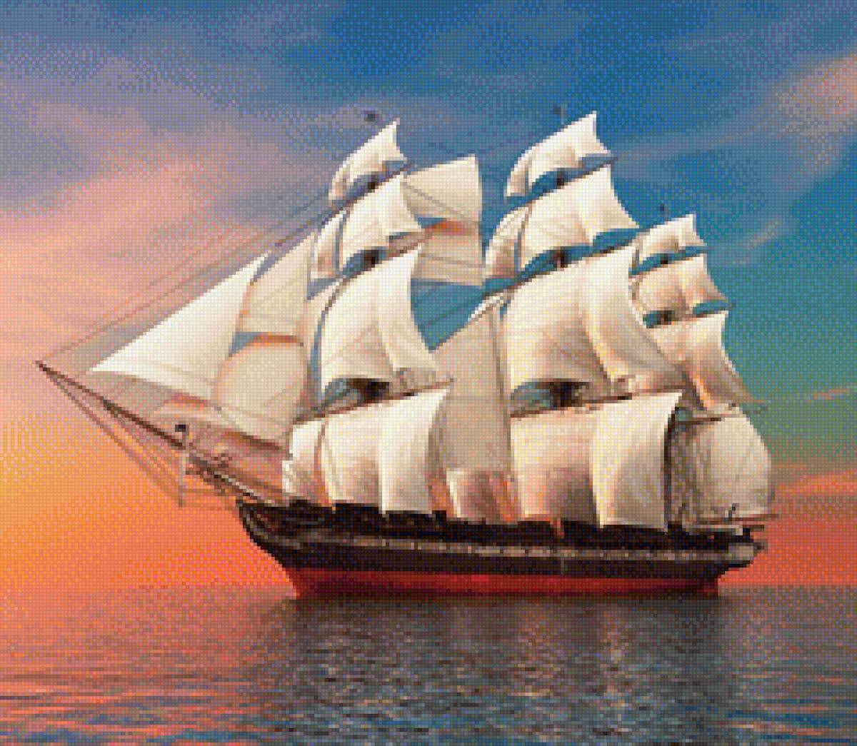 кораблик - парусник, корабль - предпросмотр