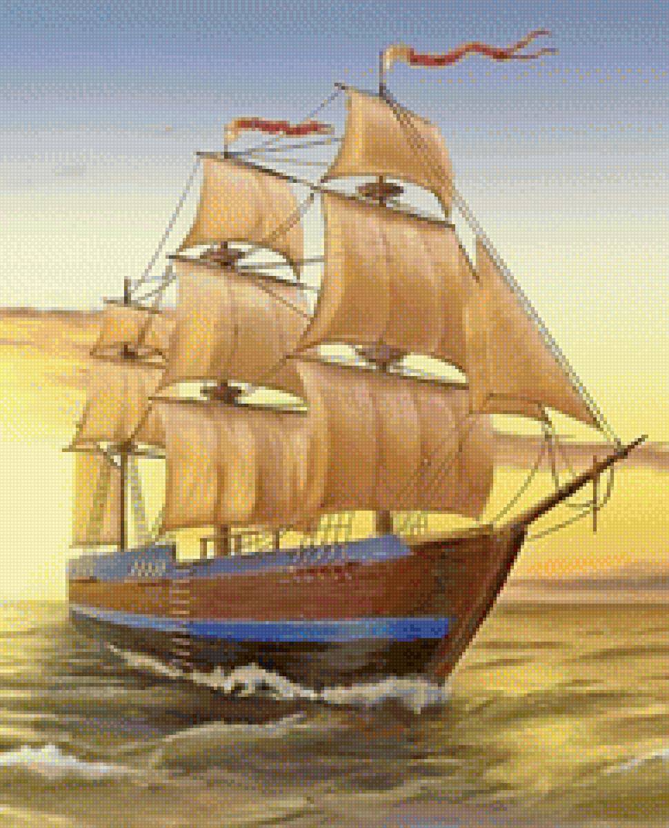 корабль - парусник, корабль - предпросмотр