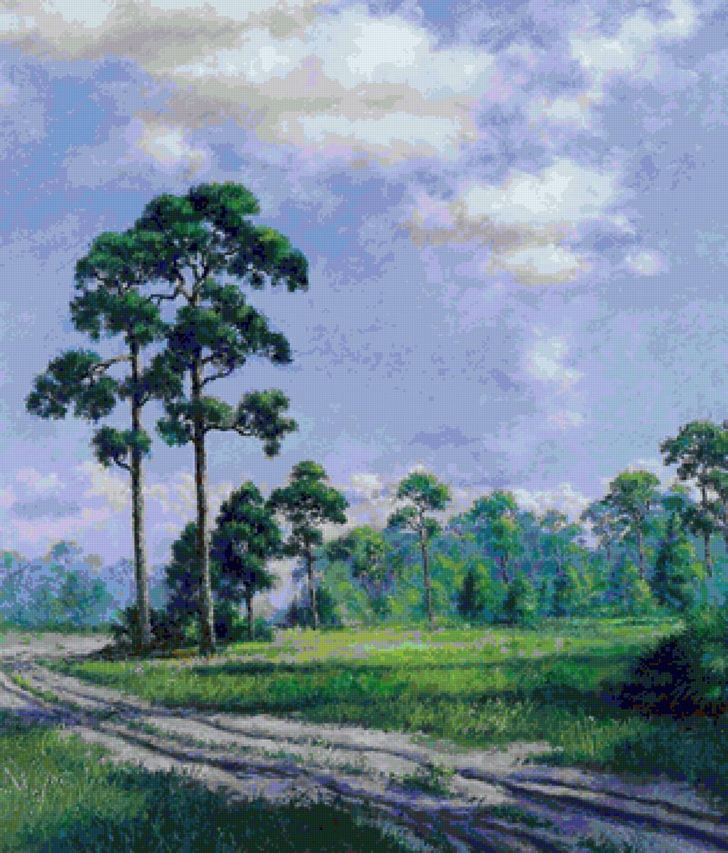 дорога - сосны природа пейзаж - предпросмотр