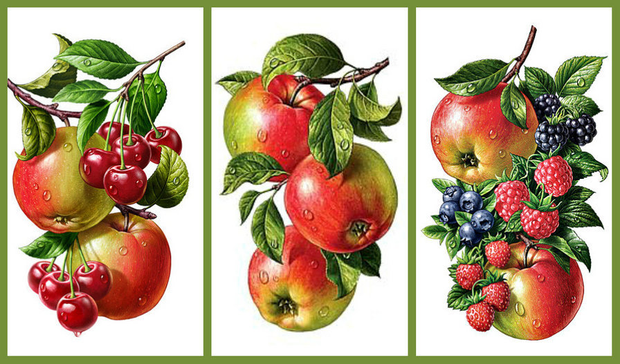 Фруктово-ягодное трио - ягоды, фрукты, для кухни - оригинал