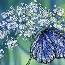 Оригинал схемы вышивки «Бабочка на цветке» (№1280948)