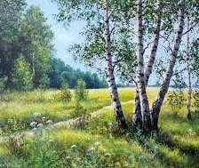 Схема вышивки «березы в лесу»