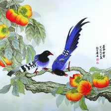 Схема вышивки «Сороки и хурма»