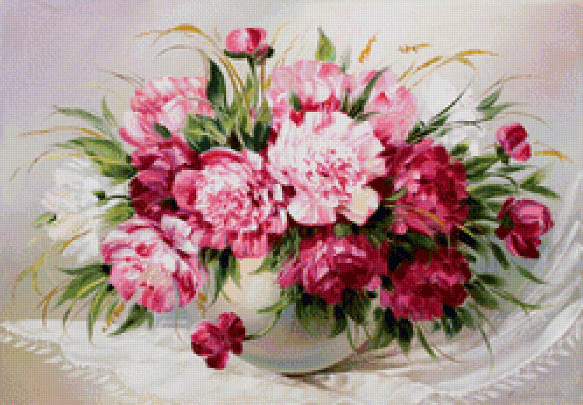 пионы - натюрморт, цветы, пионы, ваза - предпросмотр