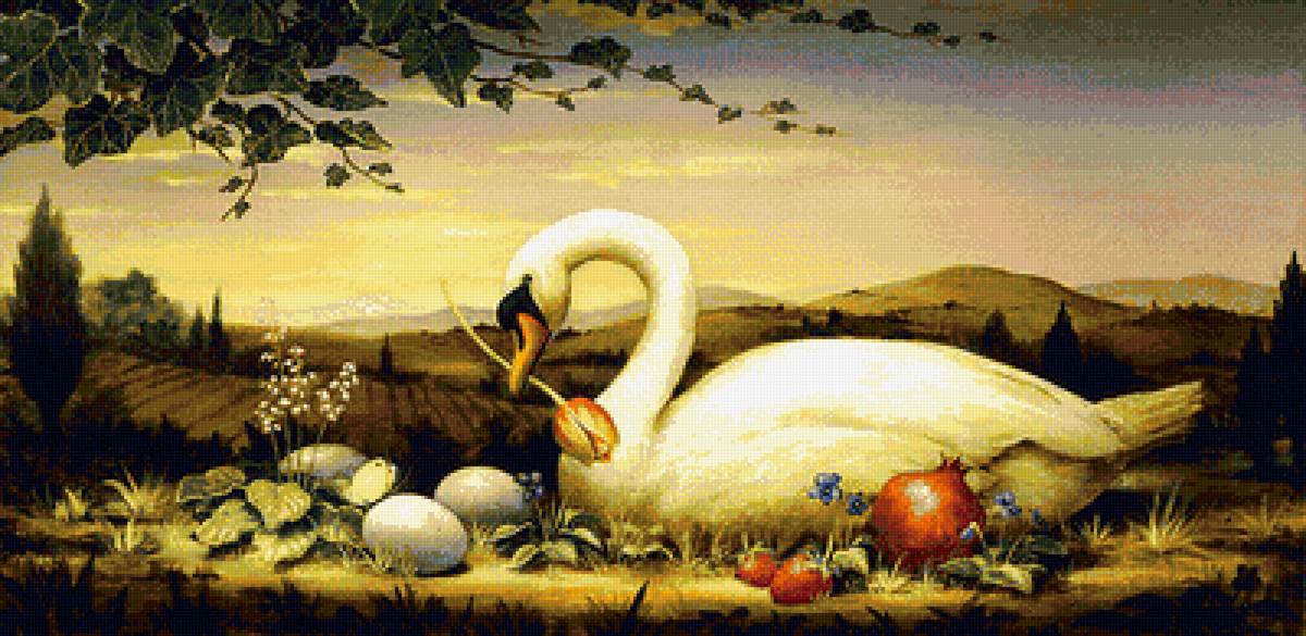 лебедь с тюльпаном - предпросмотр