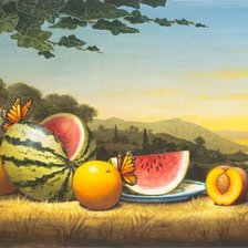 Схема вышивки «бабочка на арбузе»