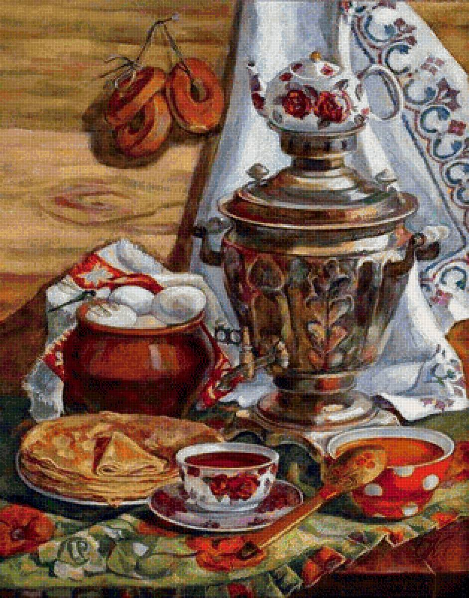 кухня - чай, самовар, блины - предпросмотр