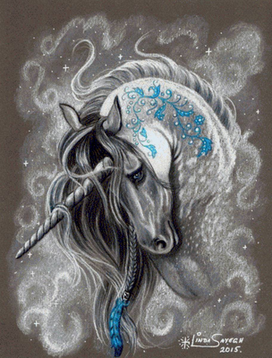 Единорог - звезды, перо, сказка, конь, волшебство, единорог - предпросмотр