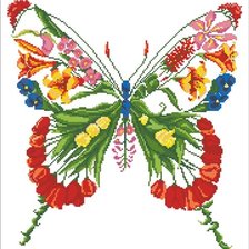 Схема вышивки «Бабочка из цветов»
