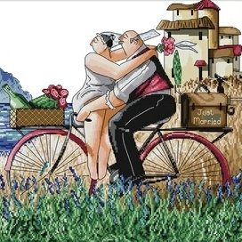 пара - велосипед, пара, молодожены - оригинал