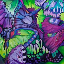 Схема вышивки «Бабочки в фиолетовом. Абстракция.»