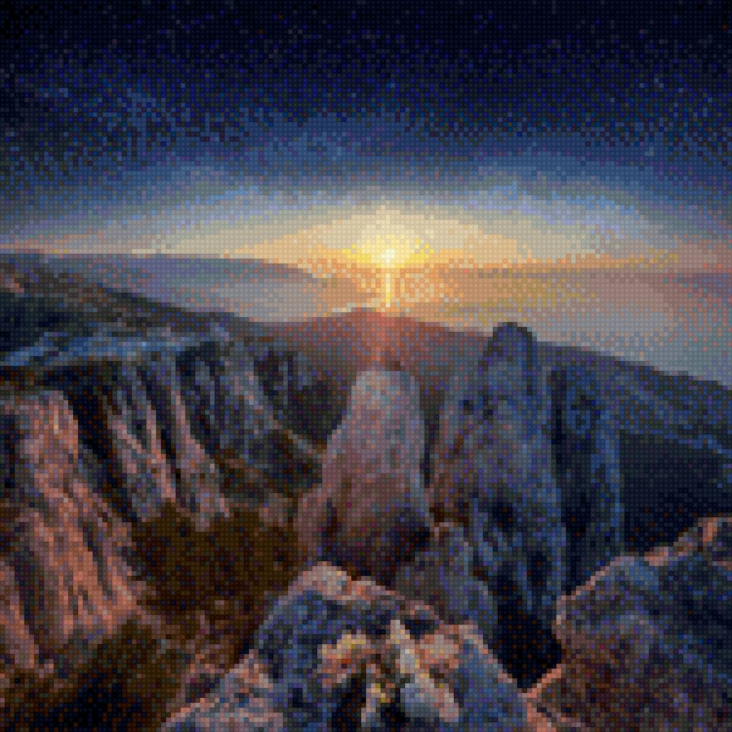 восход в горах - небо, скалы, солнце - предпросмотр