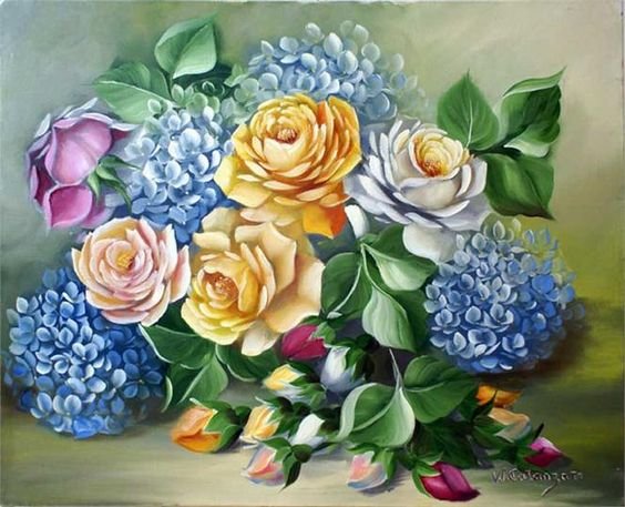 hortenzie,ruže - оригинал