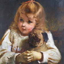 Схема вышивки «Девочка с мопсом»