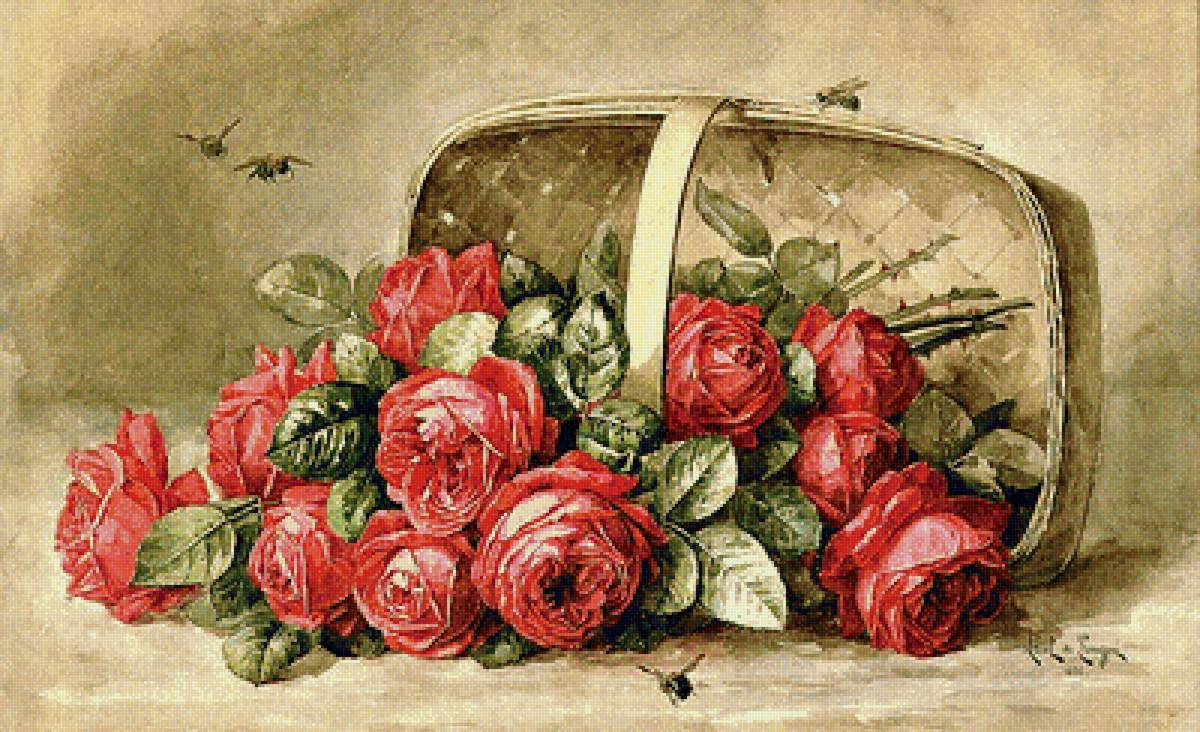 розы - розы.букет.корзинка - предпросмотр