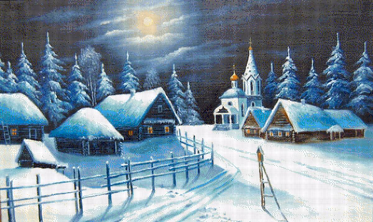 зима - деревня, пейзаж, зима - предпросмотр