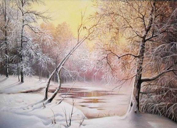 пейзаж - пейзаж, река, зима, природа - оригинал