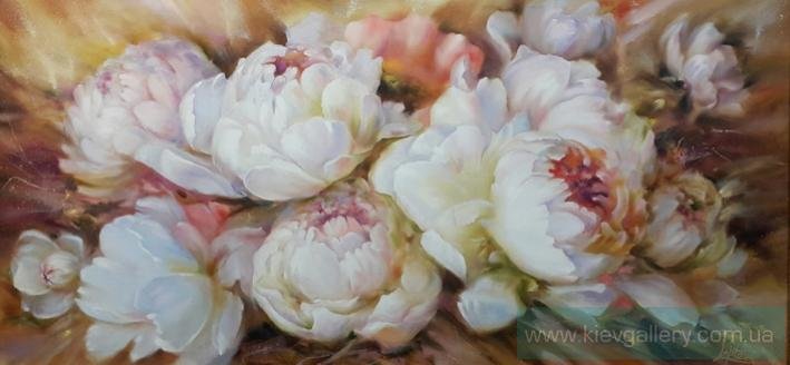 Триумф белых пионов, художник Лаптева Виктория - пионы, букет, аромат., цветение, весна - оригинал