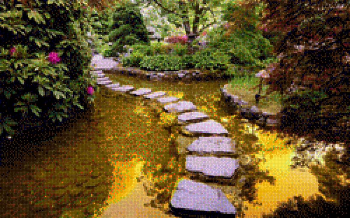 сад в японском стиле. - вода, камни, природа, деревья - предпросмотр