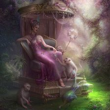 Схема вышивки «Дама собезьяной»