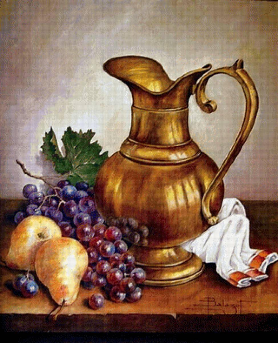 džbán na stole,ovocie - предпросмотр