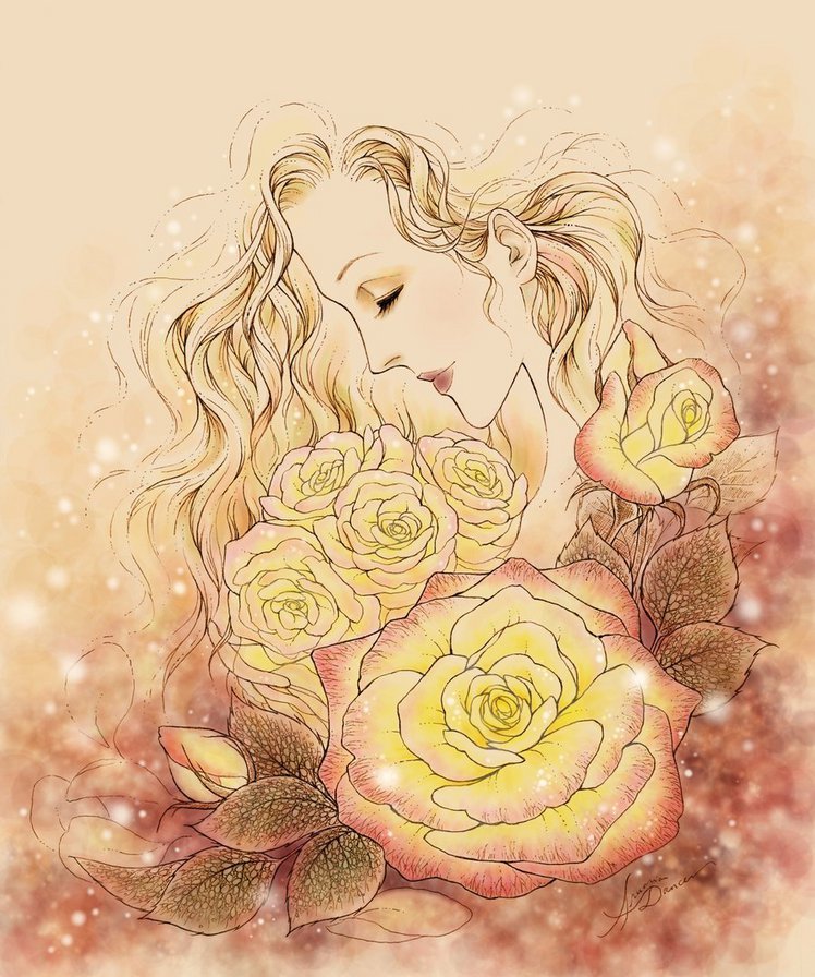 нежность - девушка, образ, розы - оригинал