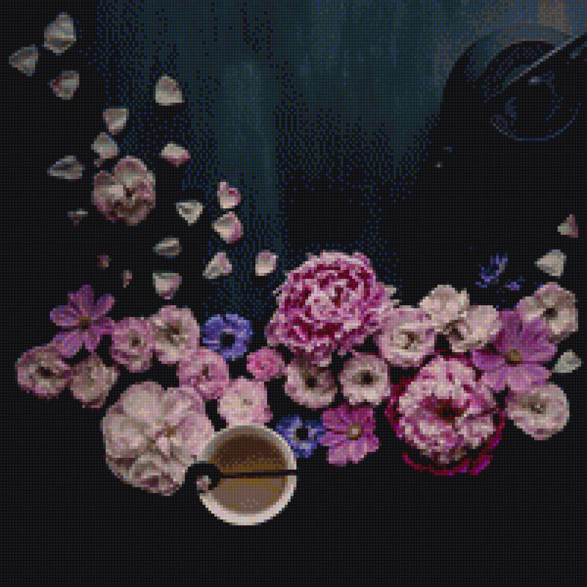 Цветы и чашка кофе - чашка, цветы, кофе - предпросмотр