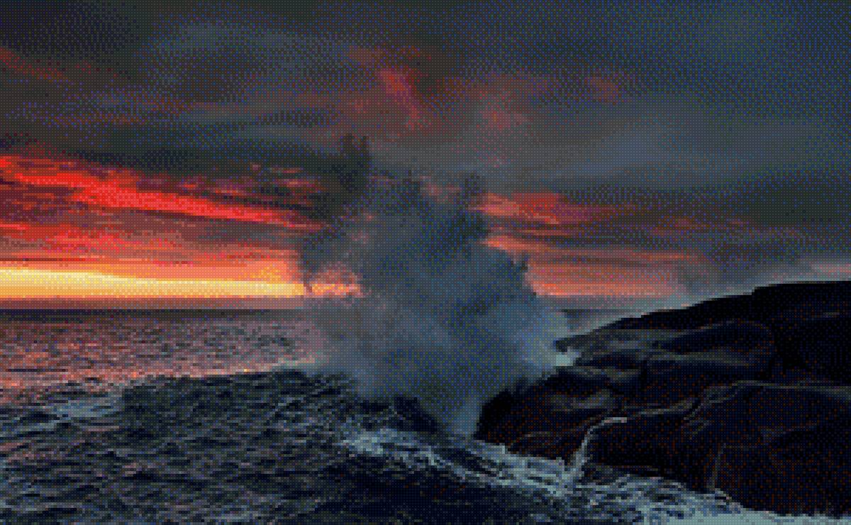 прибой - природа, волна, море, закат - предпросмотр